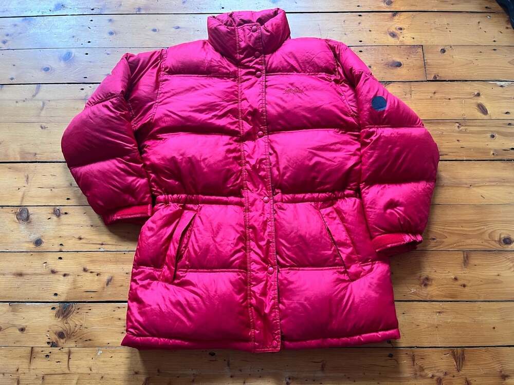 LL Bean Vintage 90s Red Goose Down Puffer Winter Jacket Coat Womenโs Large As Is
